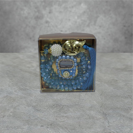 2er Kristall Gebetskette & Dhikr zähler mit Strass Steinen Geschenkset