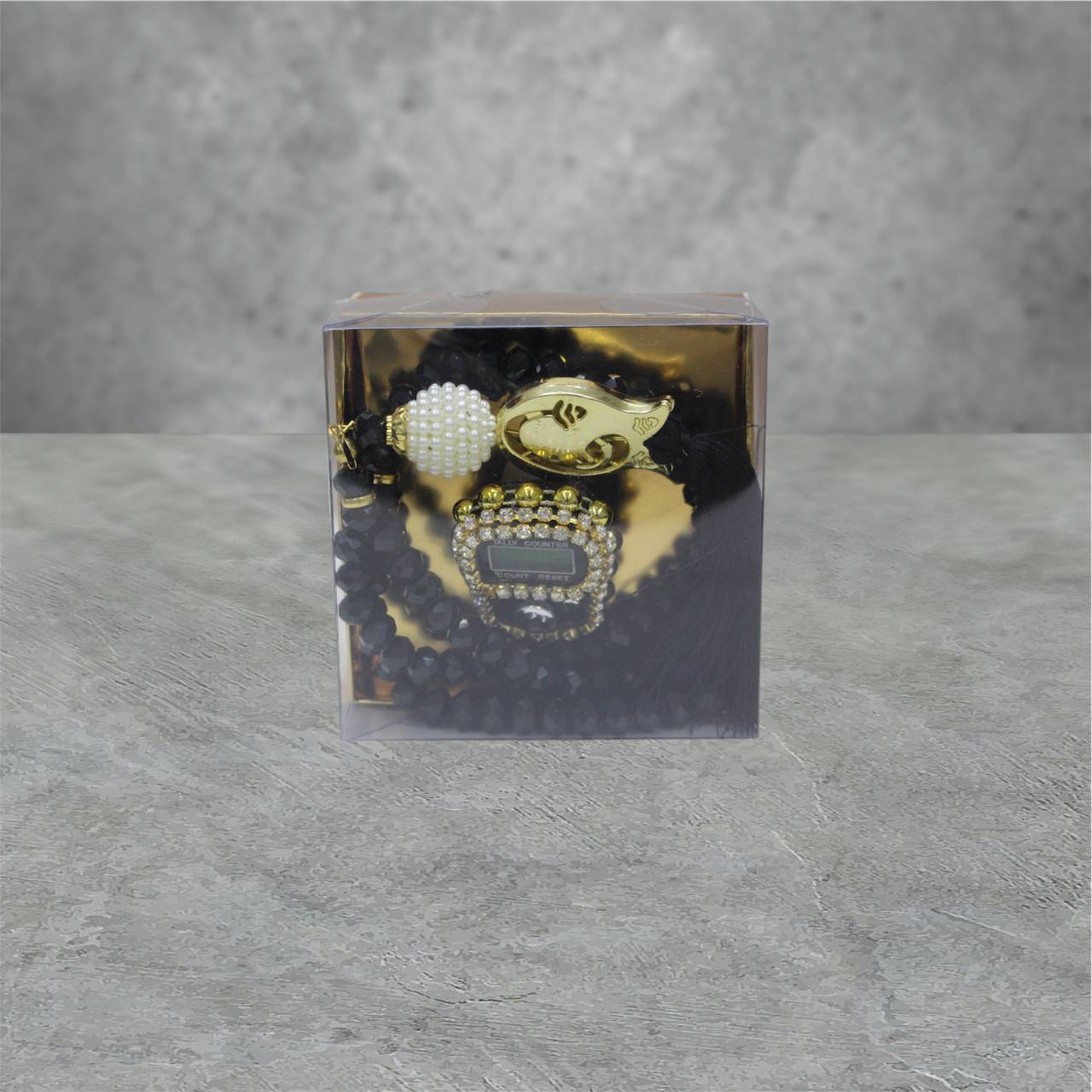 2er Kristall Gebetskette & Dhikr zähler mit Strass Steinen Geschenkset