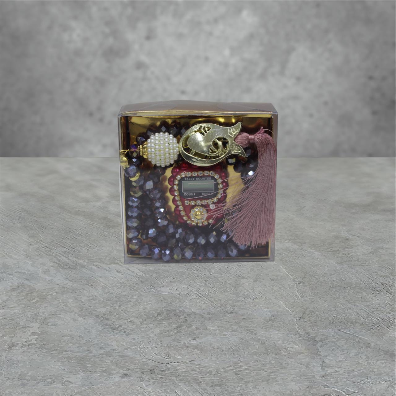 2er Kristall Gebetskette & Dhikr zähler mit Strass Steinen Geschenkset
