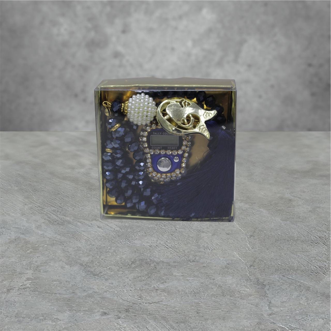 2er Kristall Gebetskette & Dhikr zähler mit Strass Steinen Geschenkset