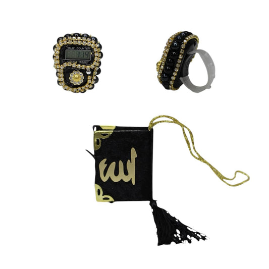 3tlg. 99 Perlenkette & Fingerzähler & Mini Koran