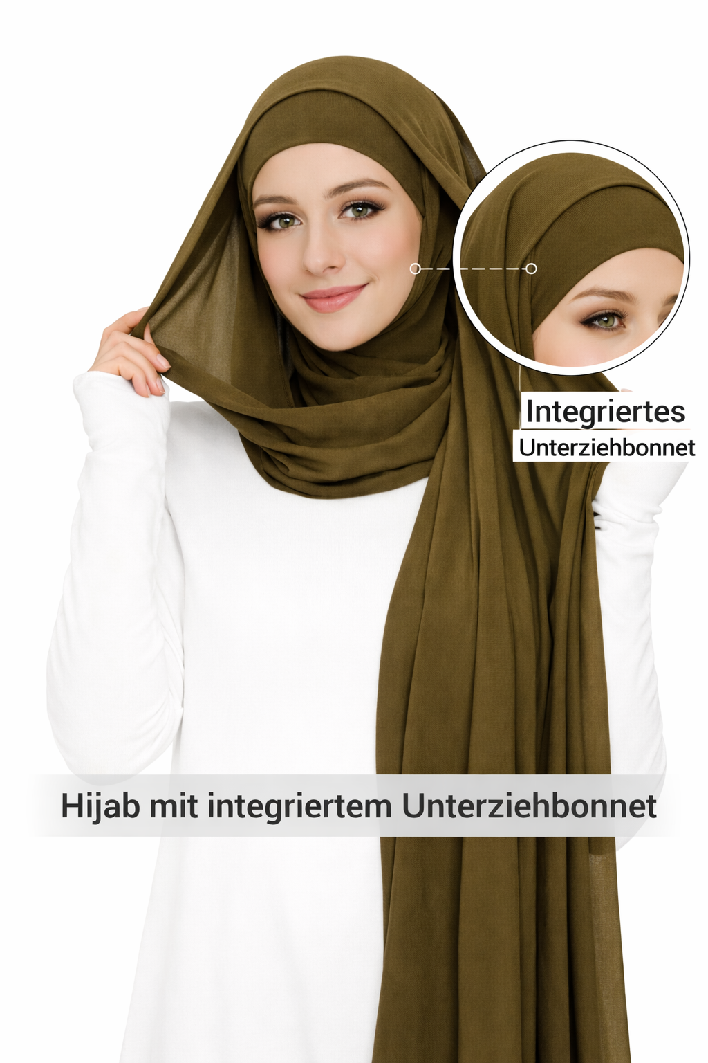 2 in 1 Chiffon Hijab mit integriertem Bone