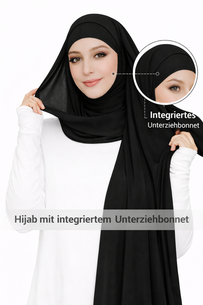 2 in 1 Chiffon Hijab mit integriertem Bone