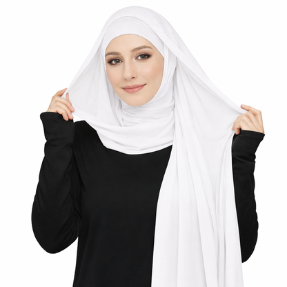 2 in 1 Chiffon Hijab mit integriertem Bone