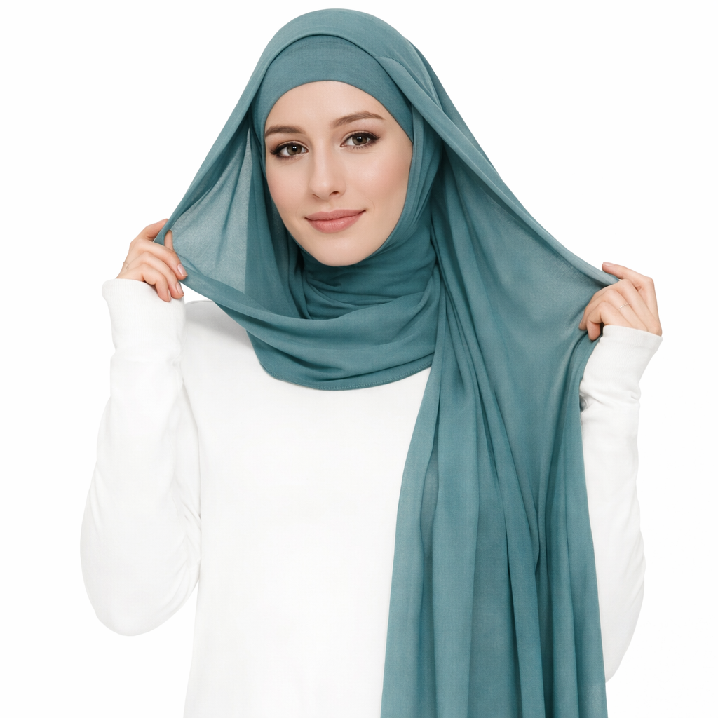2 in 1 Chiffon Hijab mit integriertem Bone