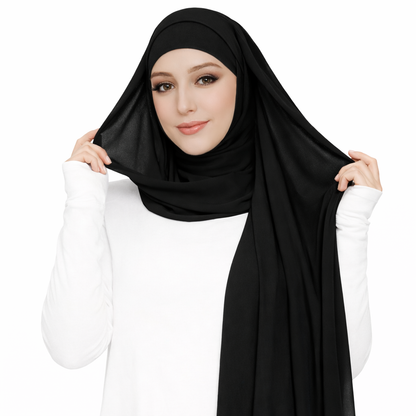 2 in 1 Chiffon Hijab mit integriertem Bone