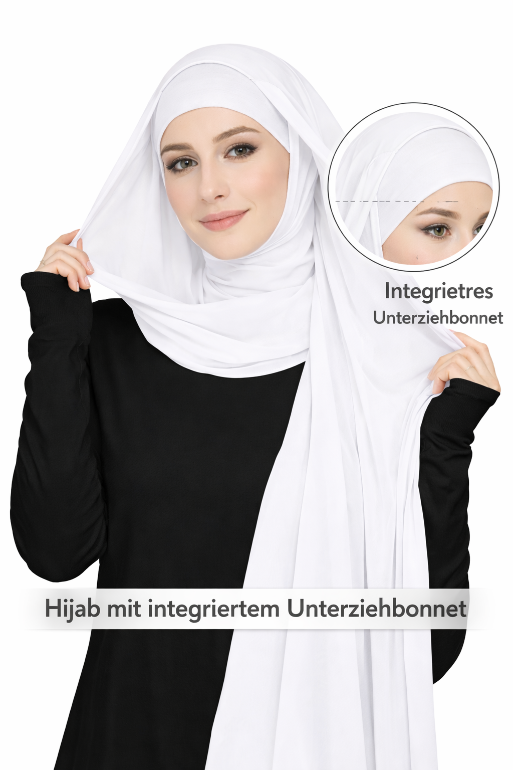 2 in 1 Chiffon Hijab mit integriertem Bone