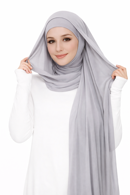 2 in 1 Chiffon Hijab mit integriertem Bone