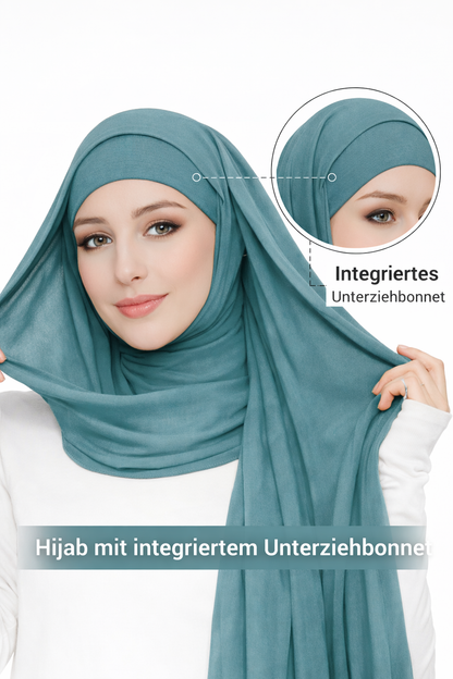 2 in 1 Chiffon Hijab mit integriertem Bone