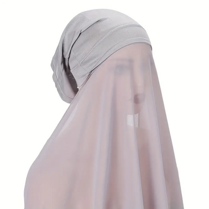 2 in 1 Chiffon Hijab mit integriertem Bone