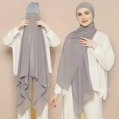 2 in 1 Chiffon Hijab mit integriertem Bone