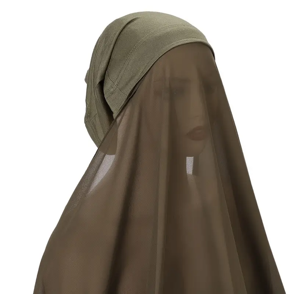 2 in 1 Chiffon Hijab mit integriertem Bone