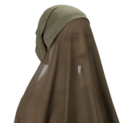 2 in 1 Chiffon Hijab mit integriertem Bone