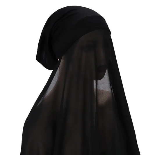 2 in 1 Chiffon Hijab mit integriertem Bone