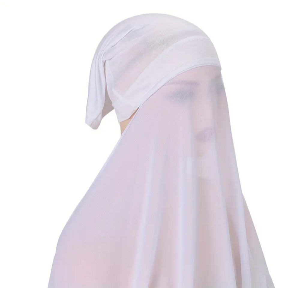 2 in 1 Chiffon Hijab mit integriertem Bone