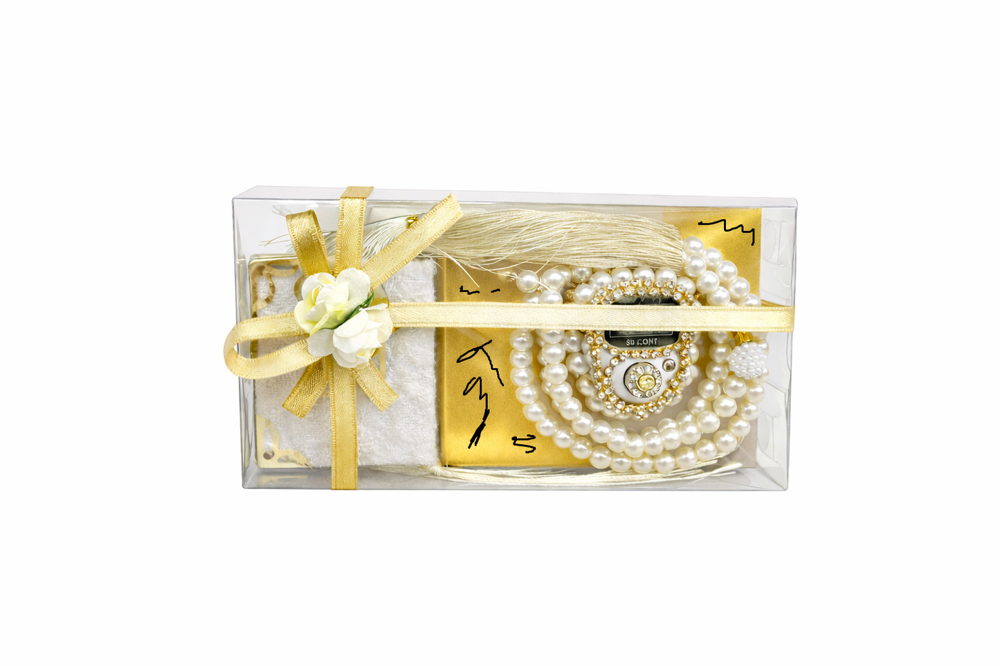 3tlg. 99 Perlenkette & Fingerzähler & Mini Koran