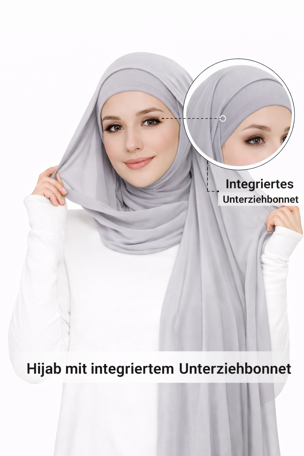 2 in 1 Chiffon Hijab mit integriertem Bone