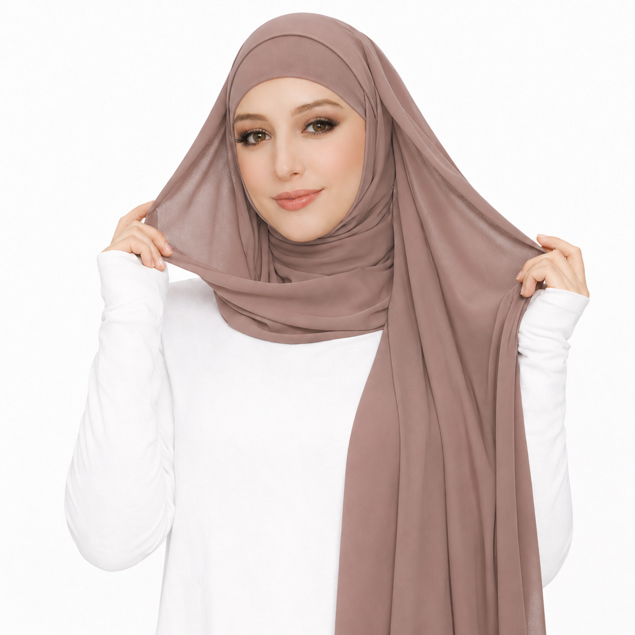 2 in 1 Chiffon Hijab mit integriertem Bone