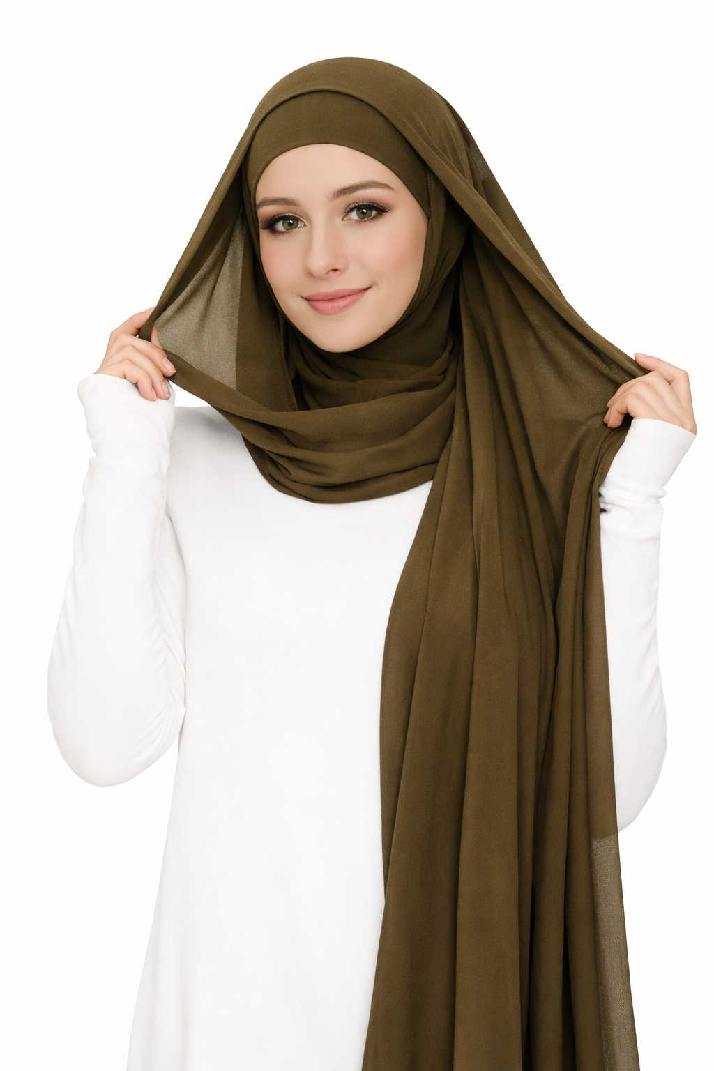 2 in 1 Chiffon Hijab mit integriertem Bone
