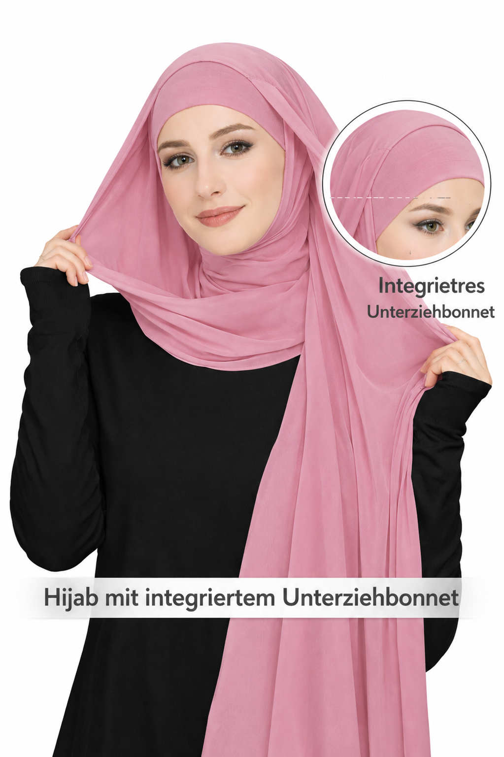 2 in 1 Chiffon Hijab mit integriertem Bone