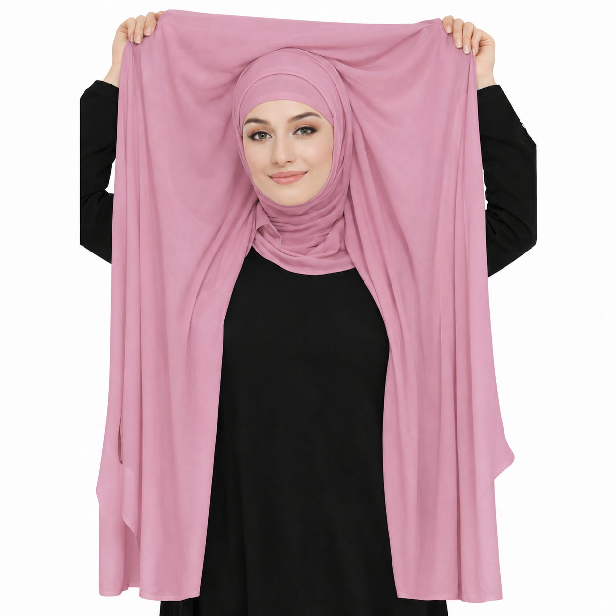2 in 1 Chiffon Hijab mit integriertem Bone