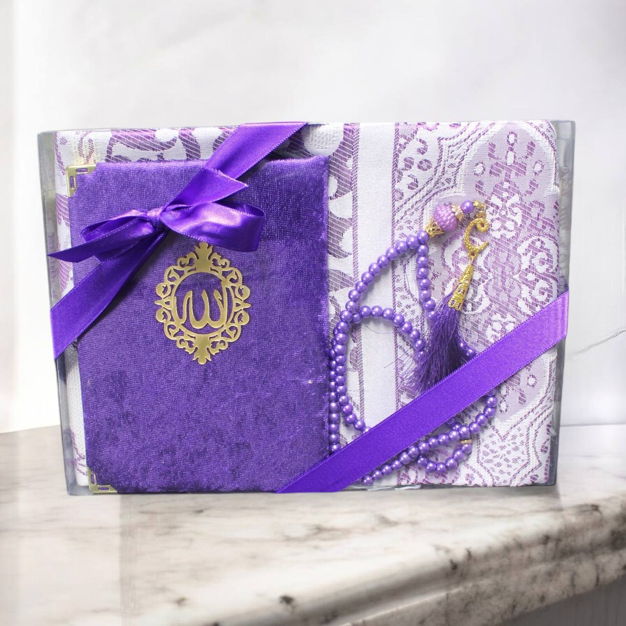 Geschenkset 3 tlg. Gebetsteppich + 99er Gebetskette+ Koran Juz