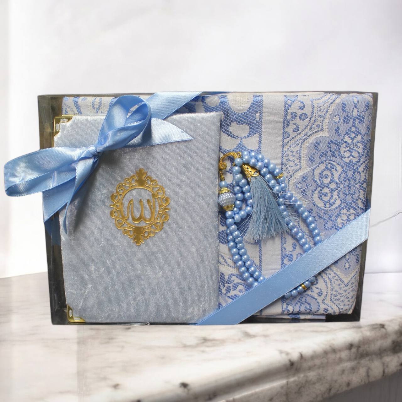 Geschenkset 3 tlg. Gebetsteppich + 99er Gebetskette+ Koran Juz