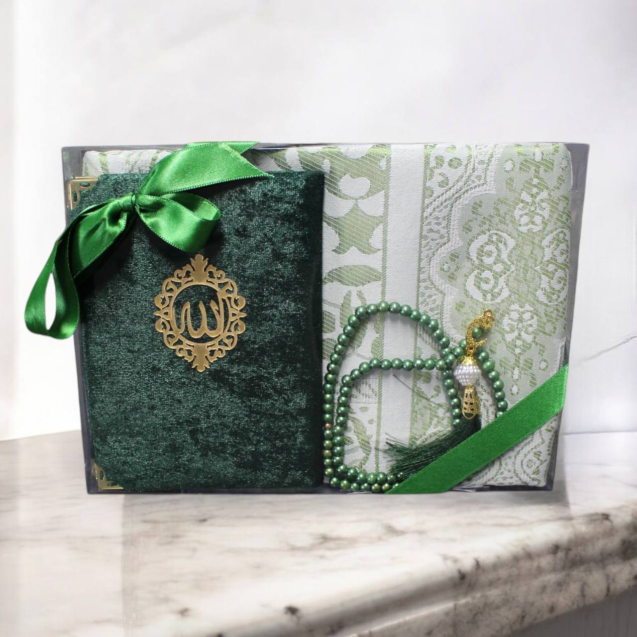 Geschenkset 3 tlg. Gebetsteppich + 99er Gebetskette+ Koran Juz