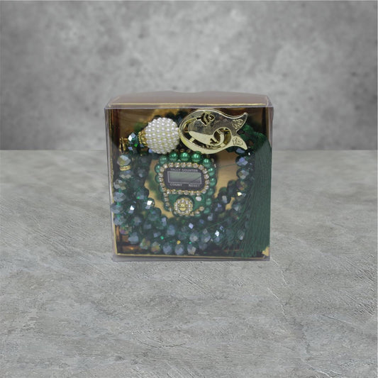 2er Kristall Gebetskette & Dhikr zähler mit Strass Steinen Geschenkset