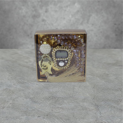 2er Kristall Gebetskette & Dhikr zähler mit Strass Steinen Geschenkset