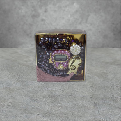 2er Kristall Gebetskette & Dhikr zähler mit Strass Steinen Geschenkset